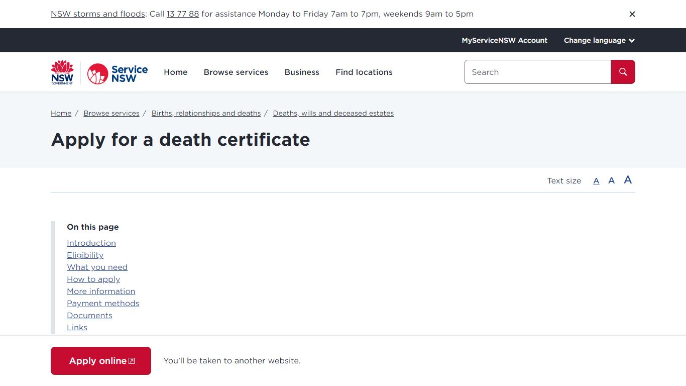 Apply for a death certificate | Service NSW